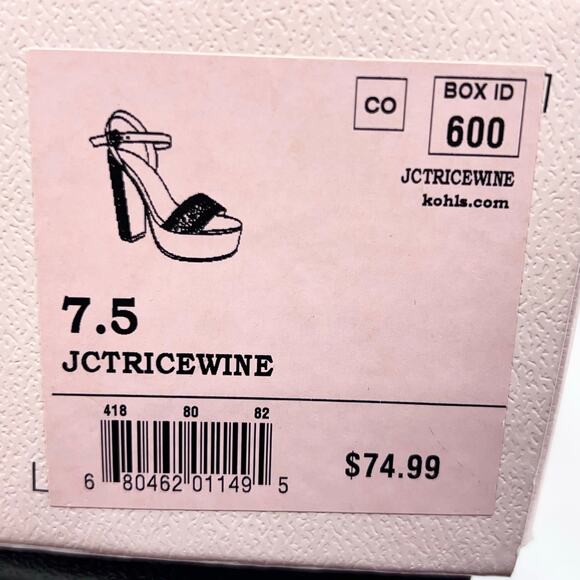 Juicy Couture Trice Platform Heels Size 7.5 Wine Color Rhinestone Embellishments - Picture 14 of 14
